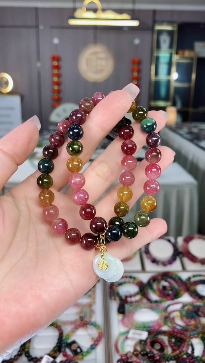 老矿碧玺单圈手串8mm+未镶嵌碧玺hon多样性发货一条