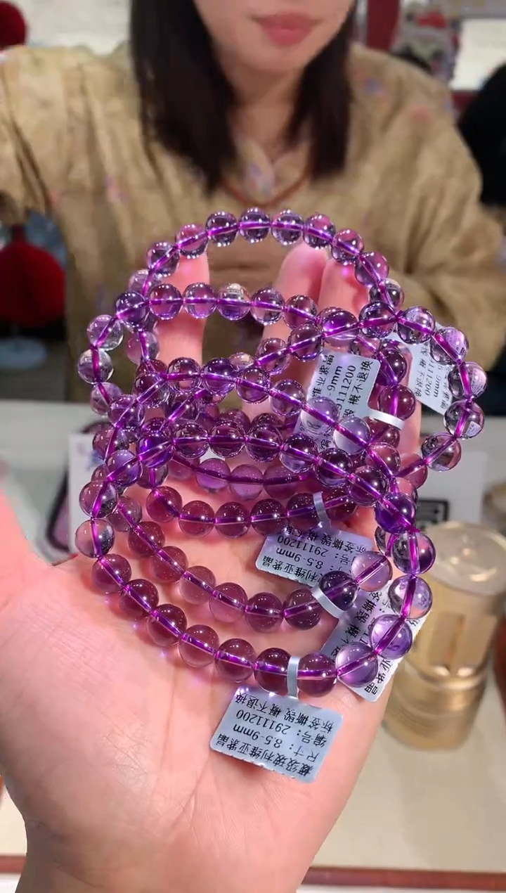 【闪购商品】水晶手链未镶嵌8.5-9m玻利维亚紫晶手链多样性发其一