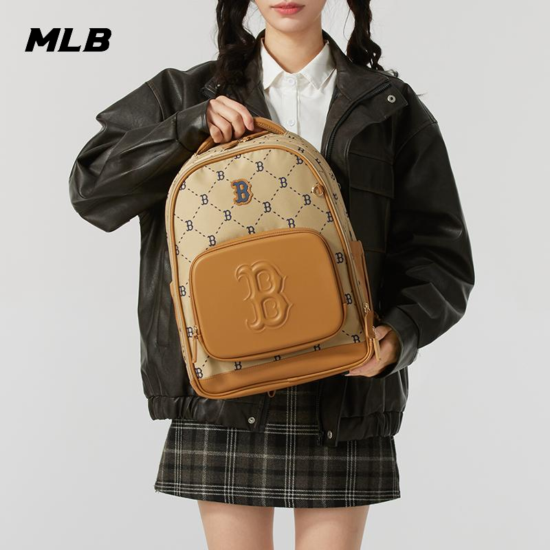 MLB双肩包男包女包新款休闲包大容量背包复古时尚情侣包7ABKMC25N
