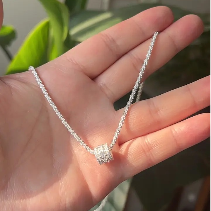 坠链均足银锆石 足银999.9 路路通满天星项链（25699）xiao