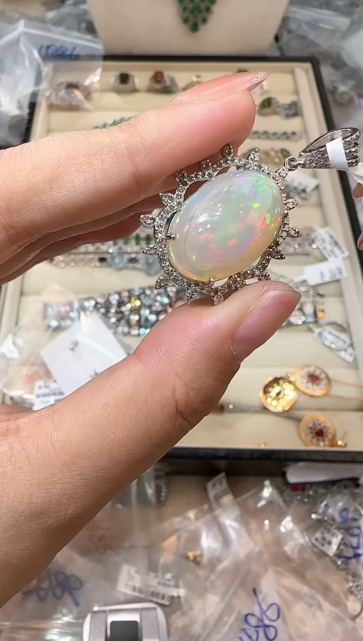 【闪购商品】定制欧泊银S925镶嵌吊坠