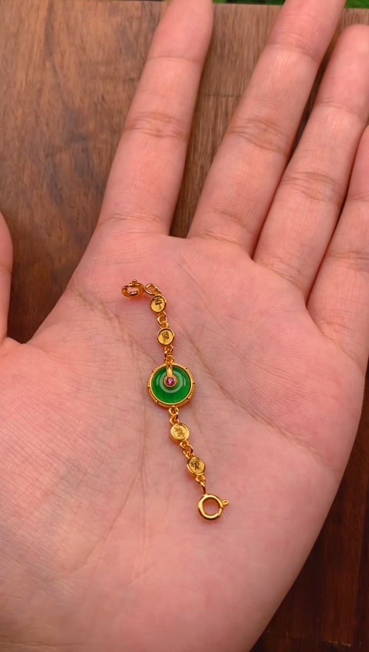 【闪购商品】翡翠吊坠(不含链)银S925镶嵌平安扣延长链