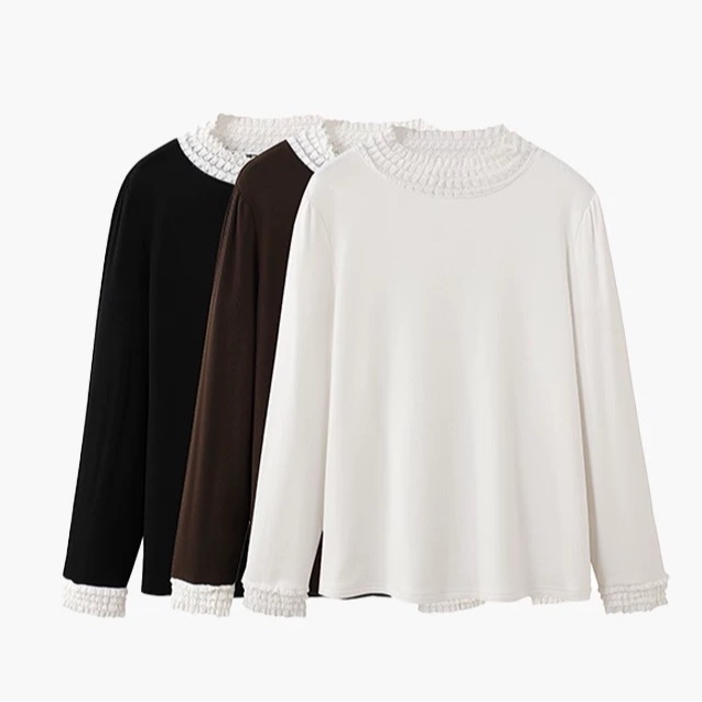 微胖女装【云肩艺术】T恤花边打底T恤宫廷风徳绒蛋糕冬季保暖