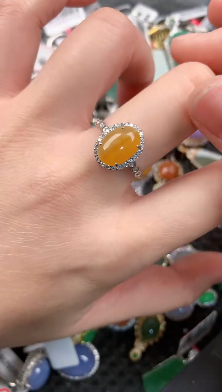 银S925镶嵌戒指翡翠888      2