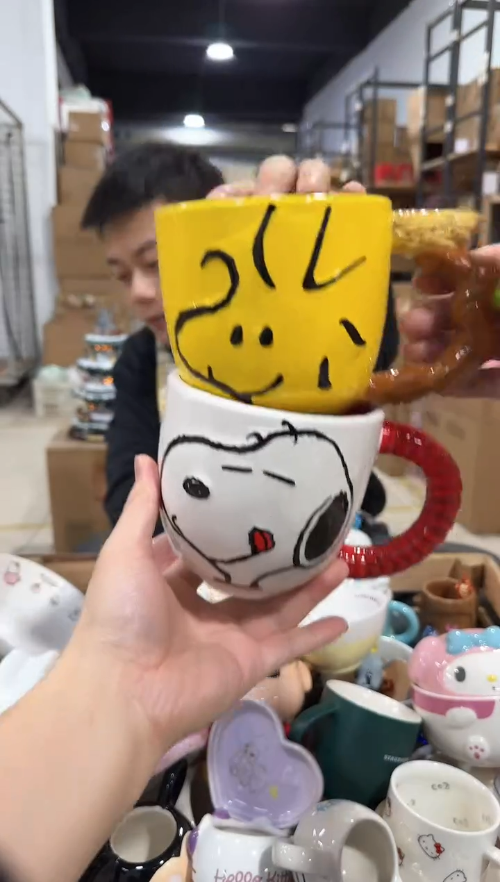 瓷片史努比小黄鸡对杯