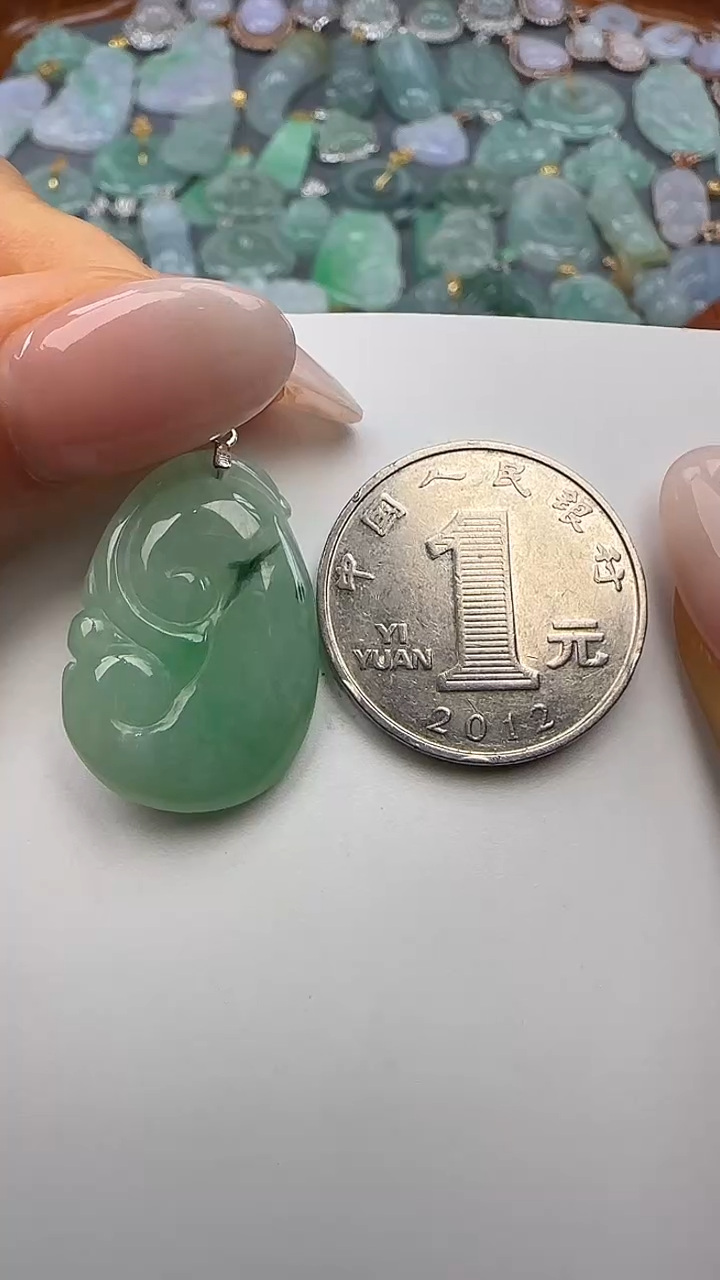 翡翠银S925镶嵌吊坠(不含链)如意
