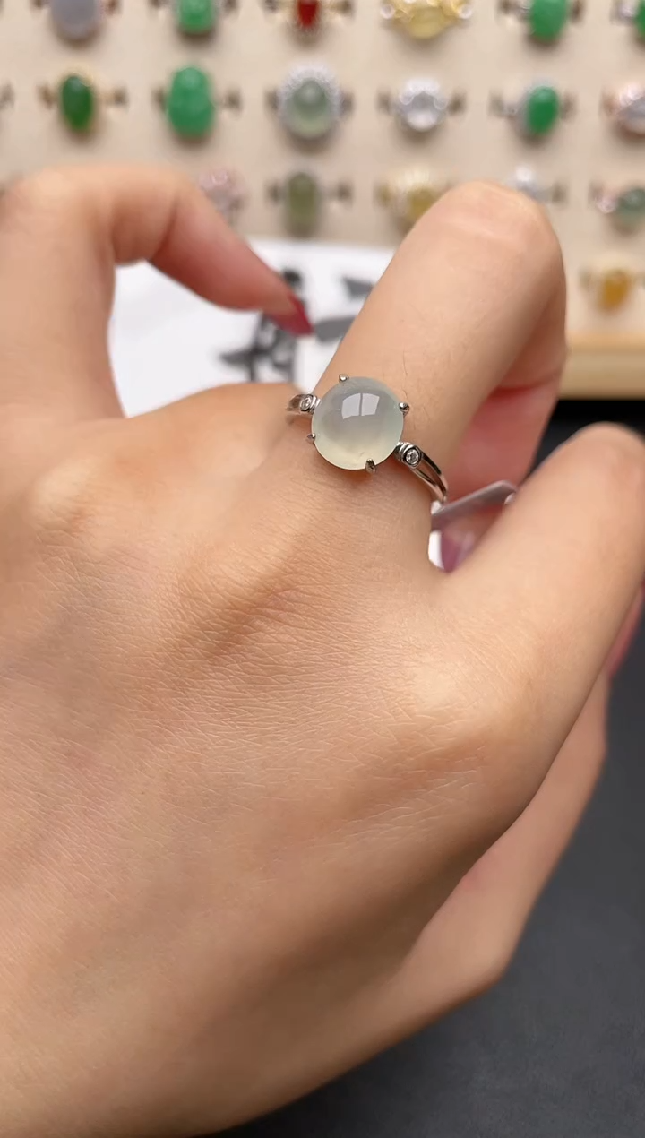 【闪购商品】翡翠戒指银S925镶嵌一物一证一礼盒