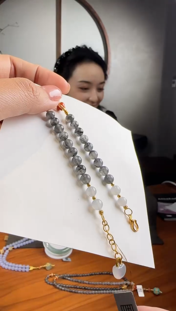 未镶嵌手串翡翠水墨乌鸡手链