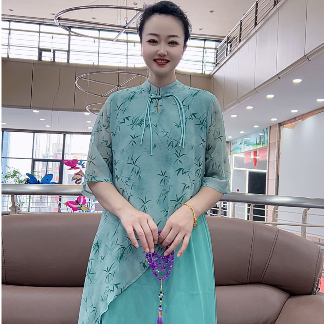 315款 国风连衣裙新中式夏季中长款
