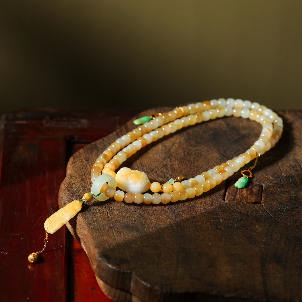【意婵】“如来”|108珠典藏级和田玉且末糖白18K金翡翠-908811