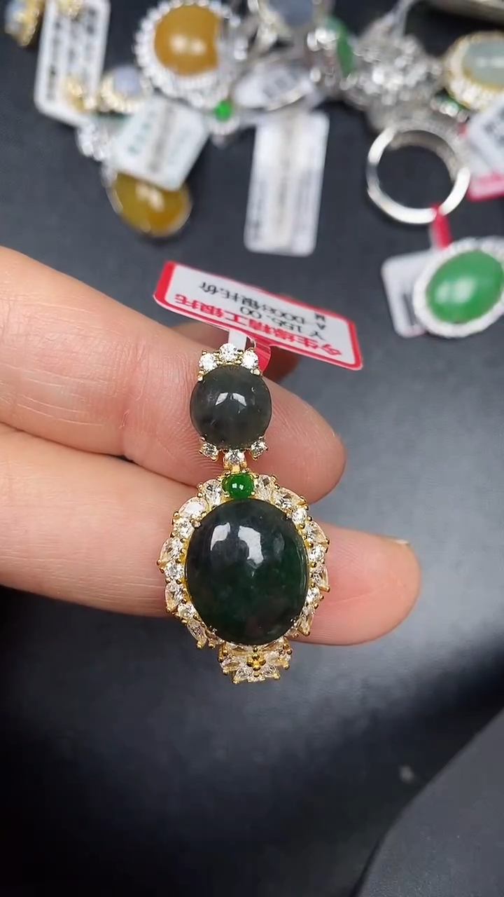 银S925镶嵌戒指翡翠3790