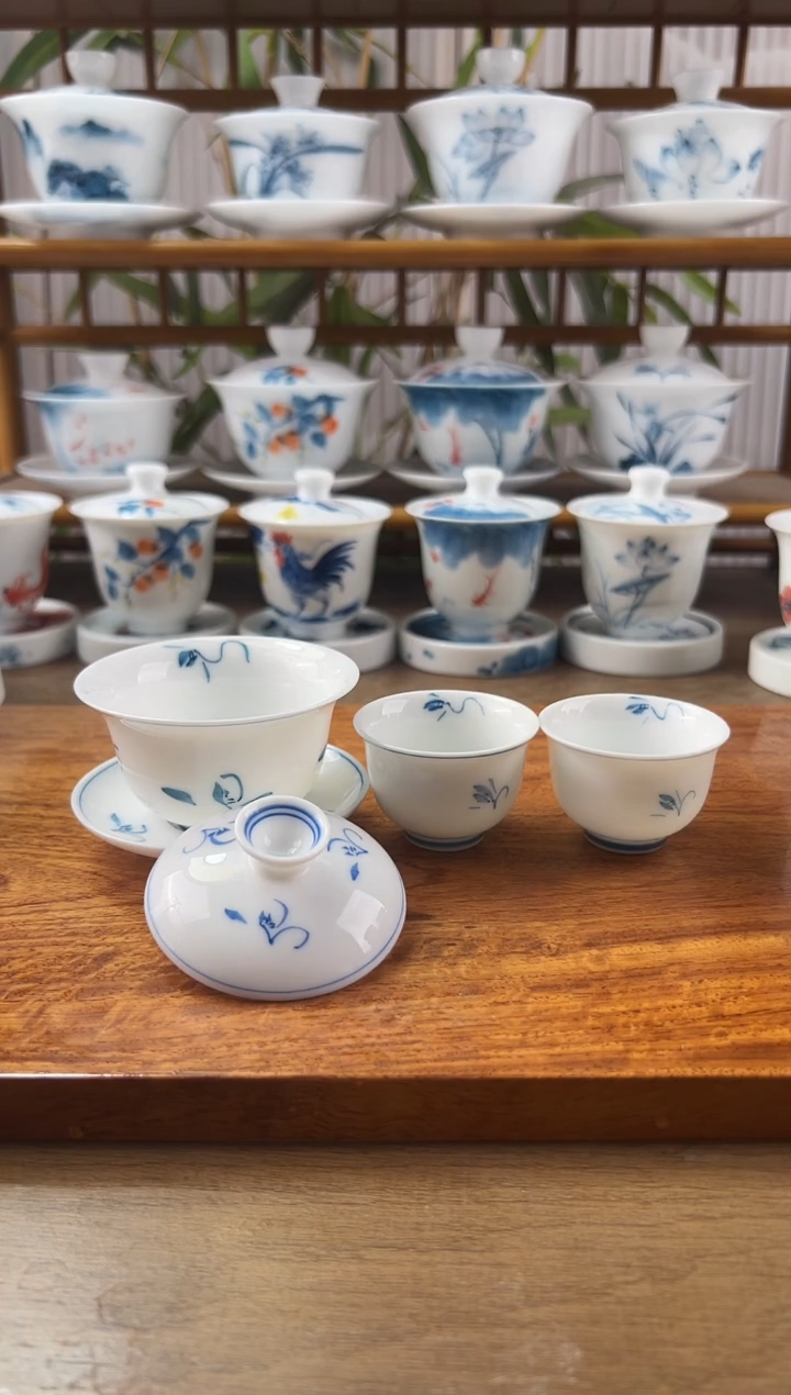 微瑕玉兰80ml三才盖碗+美人杯2