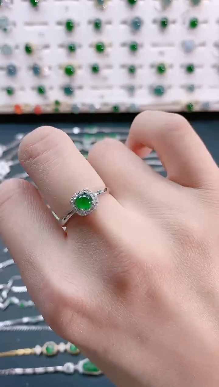 【闪购商品】翡翠戒指银S925镶嵌天然翡翠