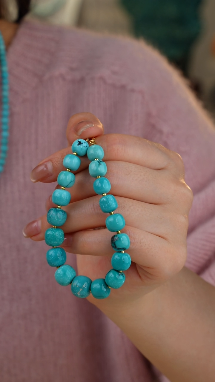 【闪购商品】绿松石手链银S925镀金镶嵌1