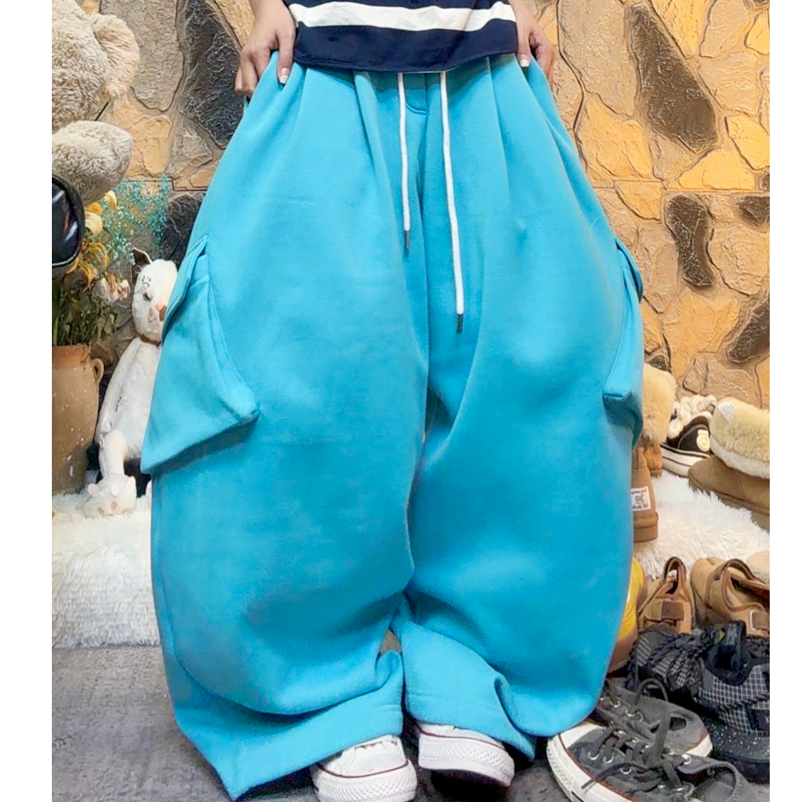 Laurine原创韩版宽松慵懒加绒工装裤