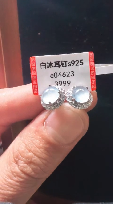 颈饰未镶嵌翡翠白*树e04623-白冰耳钉