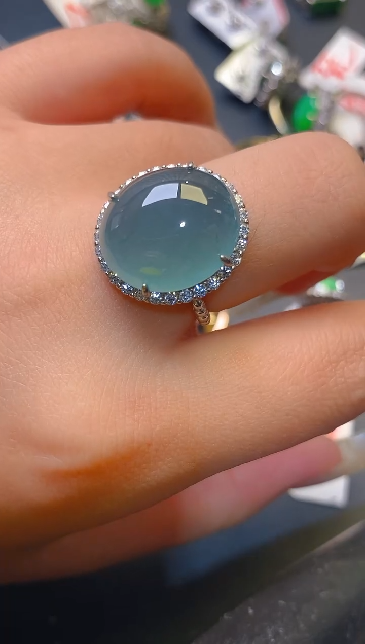 【闪购商品】翡翠耳饰银S925镶嵌天然A货翡翠1