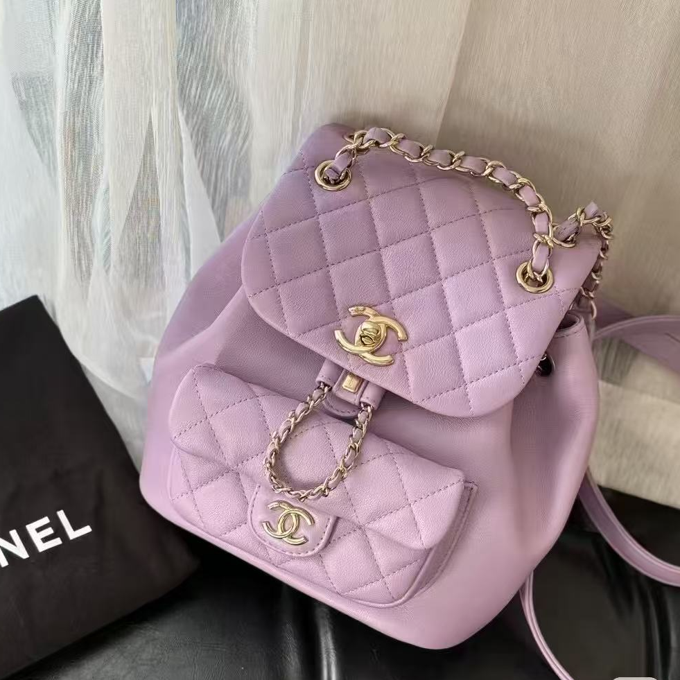 95新 Chanel/香奈儿 GGS丨22a duma小号紫色金扣羊芯片/59485957