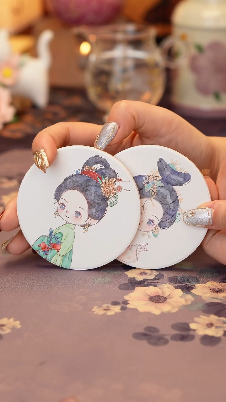 【闪购商品】古风美女杯垫一对······