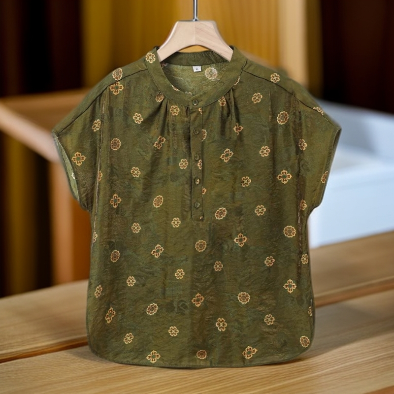 595【金姐专属】新款时尚休闲百搭气质墨绿轻奢上衣