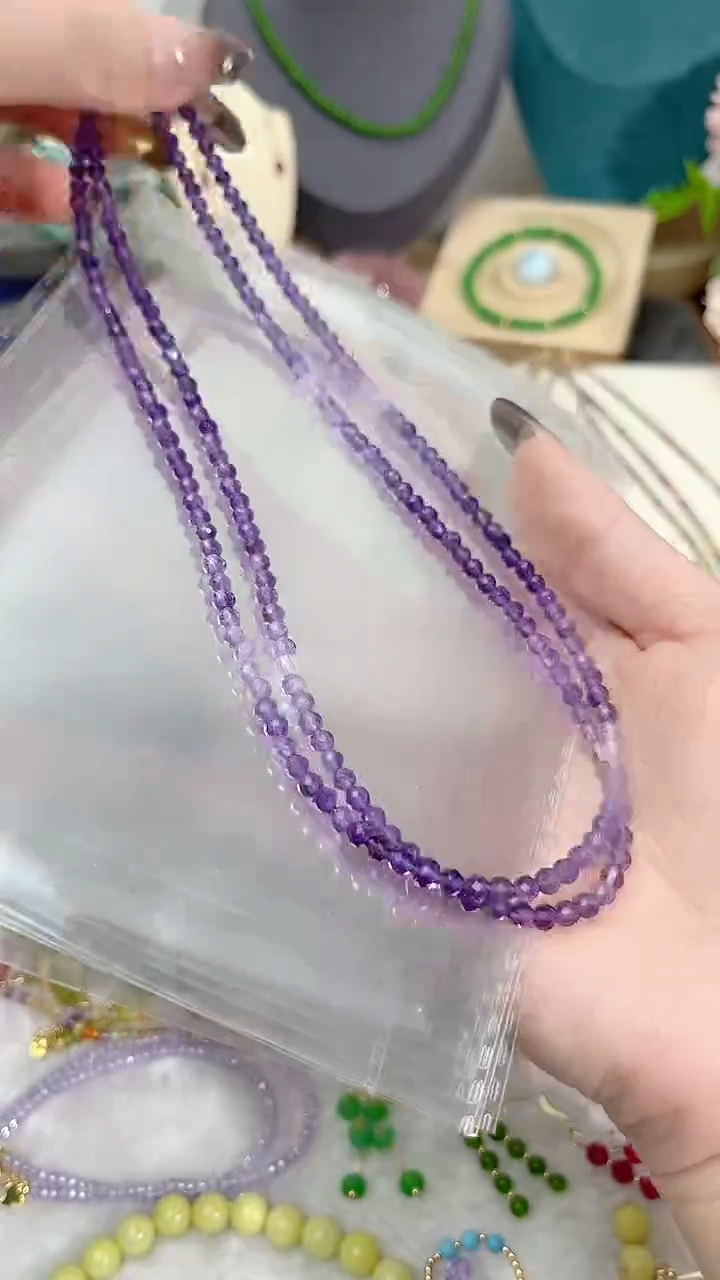 【闪购商品】紫晶颈饰银S925镶嵌渐变圆刻69