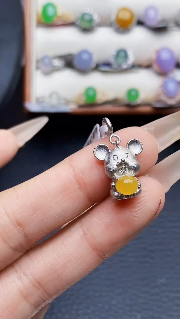 银S925镶嵌戒指翡翠4695