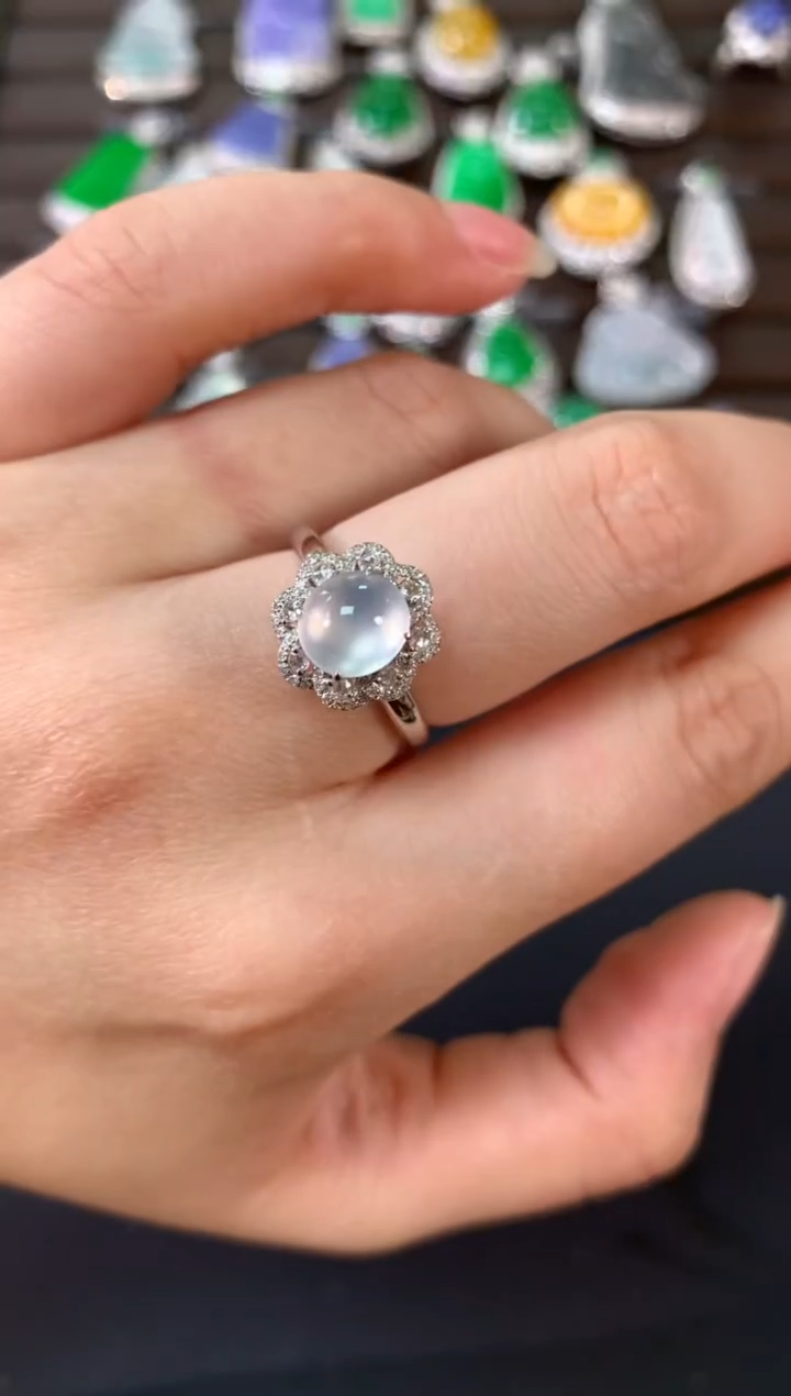 【闪购商品】翡翠戒指18K金镶嵌A606|7800