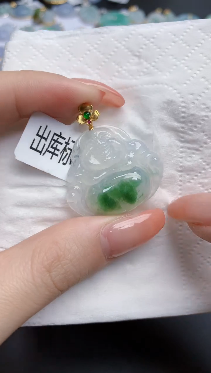 【闪购商品】翡翠颈饰18K金镶嵌天然缅甸翡翠A货