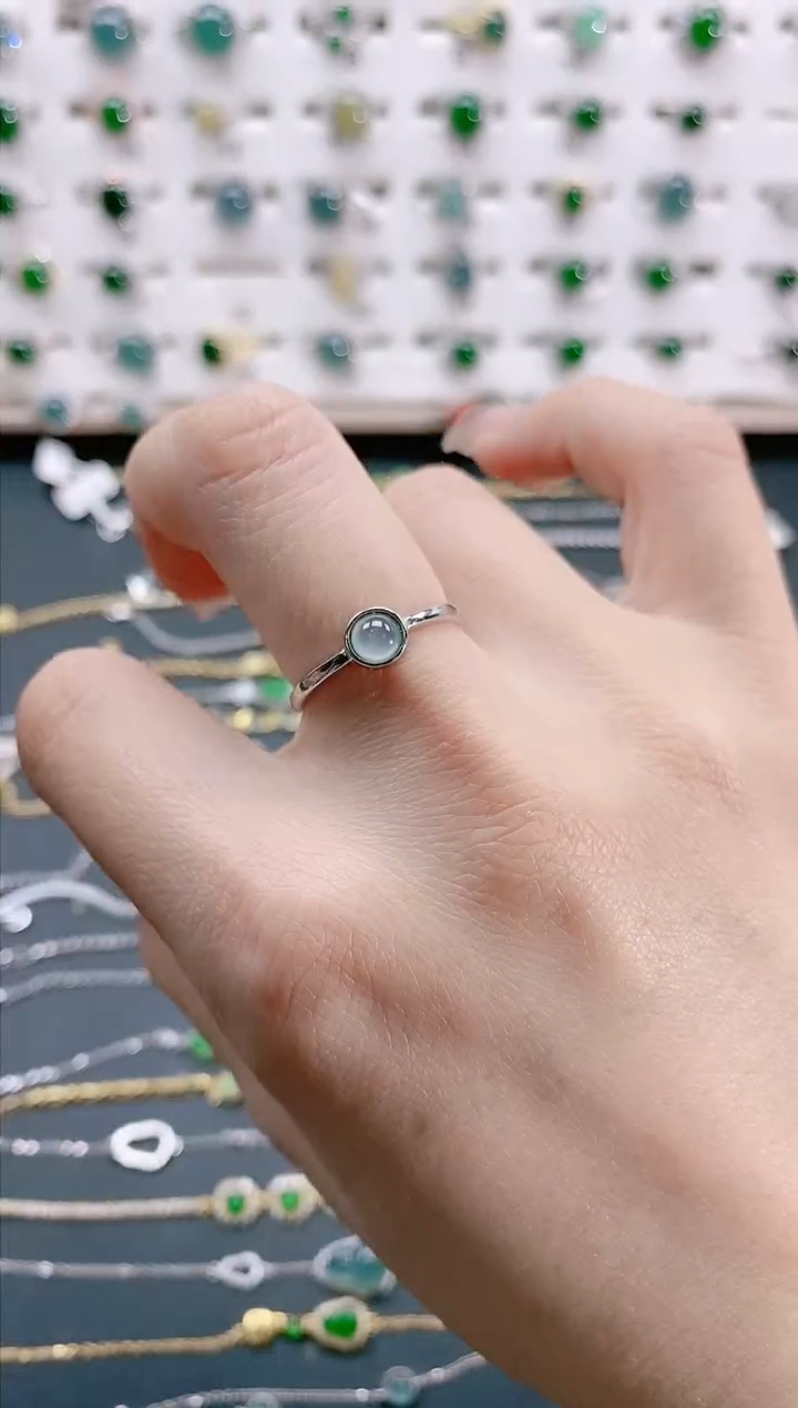 【闪购商品】翡翠戒指银S925镶嵌天然翡翠