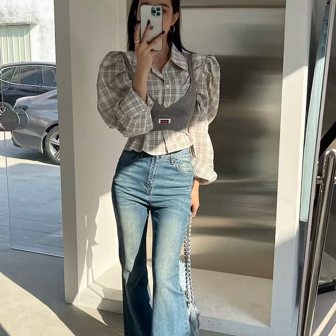 大娜小众~ES时尚套装格子衬衫