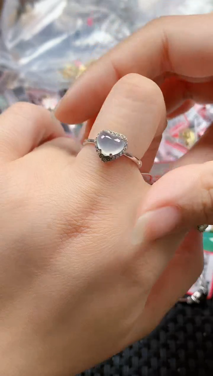 银S925镶嵌戒指翡翠天然A货缅甸翡翠