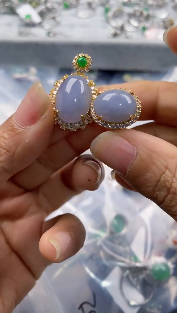 银S925镶嵌戒指翡翠555---7