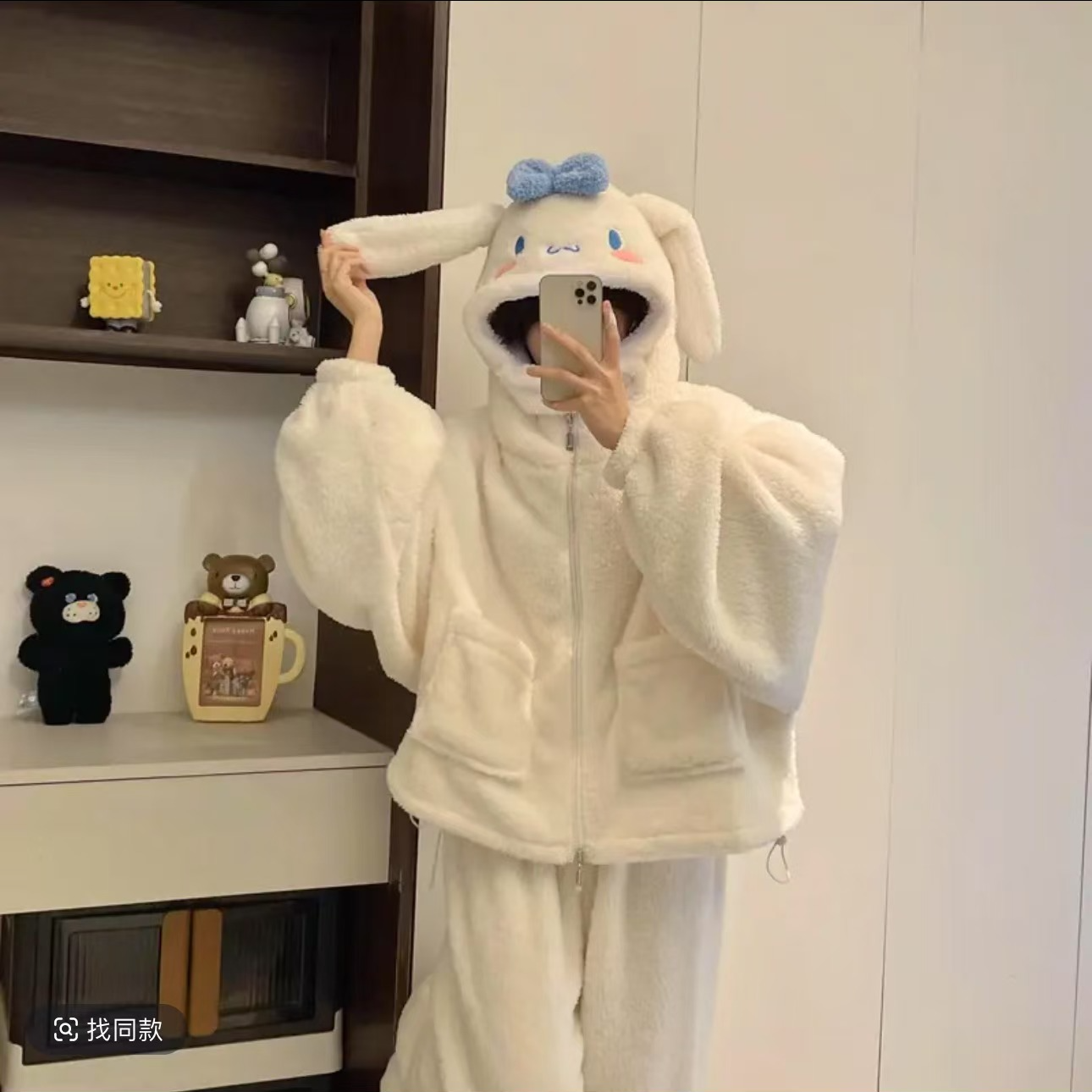 【可可爱爱】玉桂狗秋冬睡衣热力绒加绒加厚连帽家居服可外穿套装