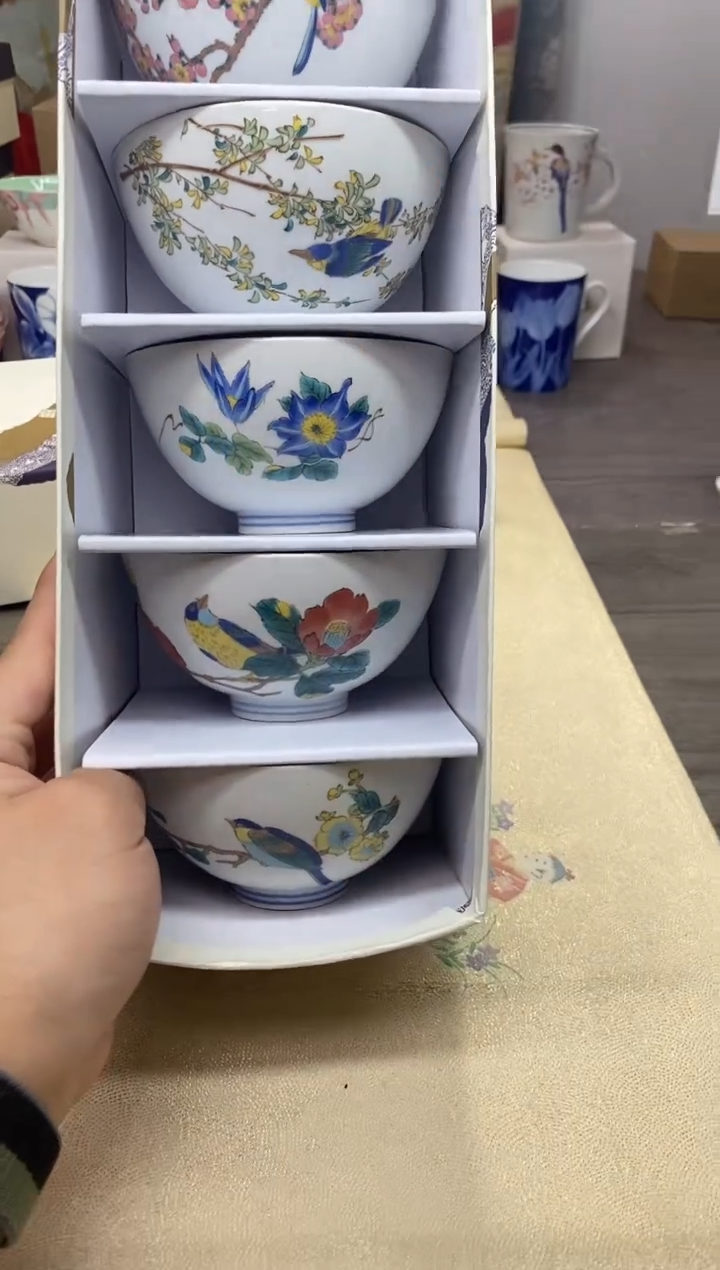 【闪购商品】茶具耐高温全品全新 （青郊花鸟碗一盒 ）