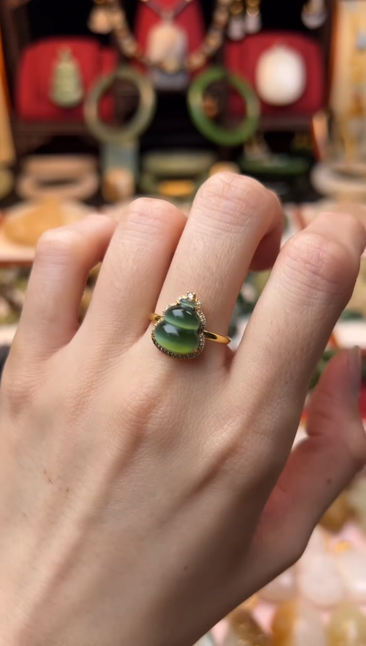 【闪购商品】和田玉戒指18K金镶嵌精品