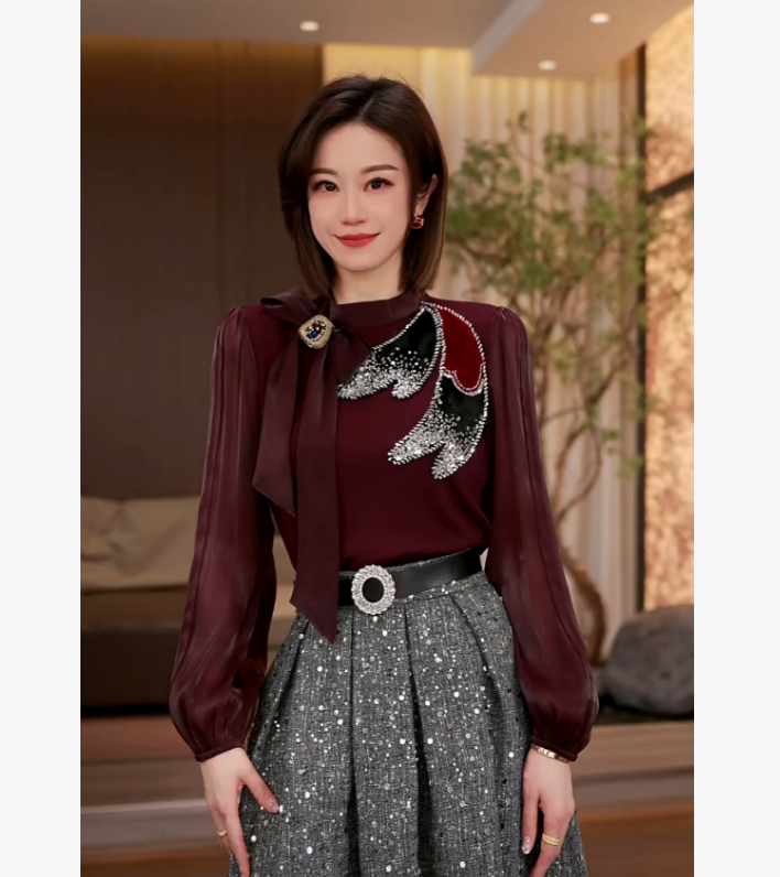 【都市优雅】Molly 时尚气质显瘦轻奢重工洋气优雅 上衣 M2530333