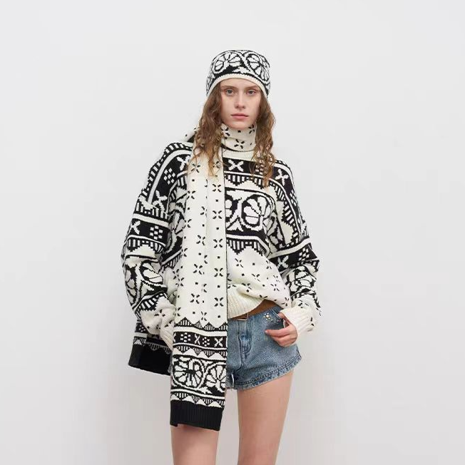 【ODTD】设计师女装25秋季新款复费尔岛圆领套头毛衣长袖针织衫上衣