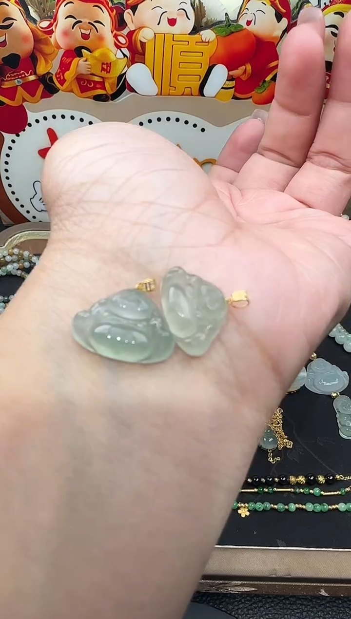 吊坠(不含链)18K金镶嵌翡翠佛公-123