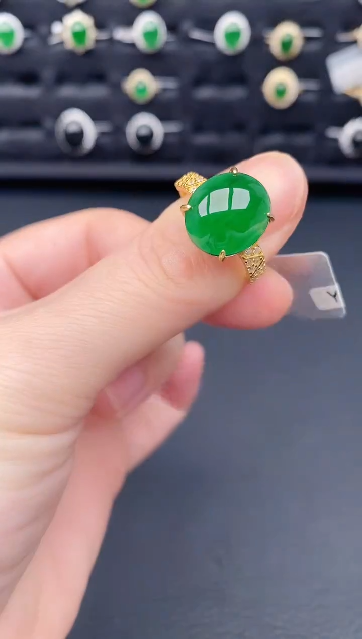 银S925镶嵌戒指翡翠天然a货翡翠154