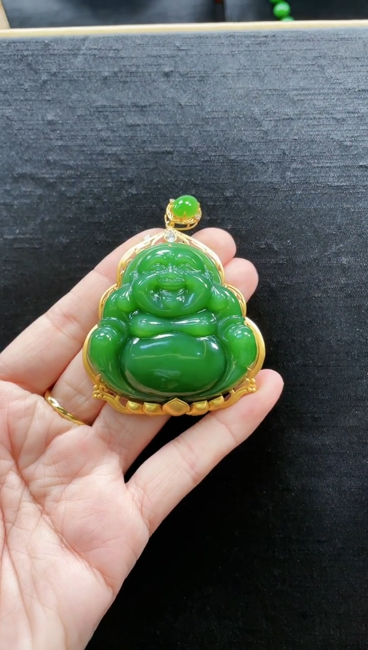 【闪购商品】和田玉吊坠18K金镶嵌多样性发一