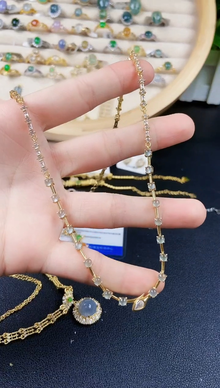 【闪购商品】翡翠银S925镶嵌颈饰654646