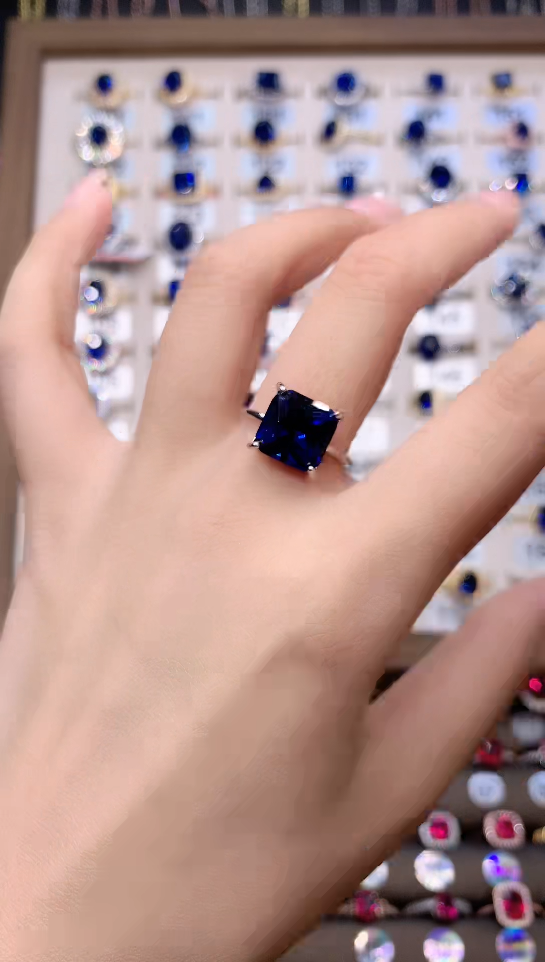 蓝宝石戒指银S925镶嵌10