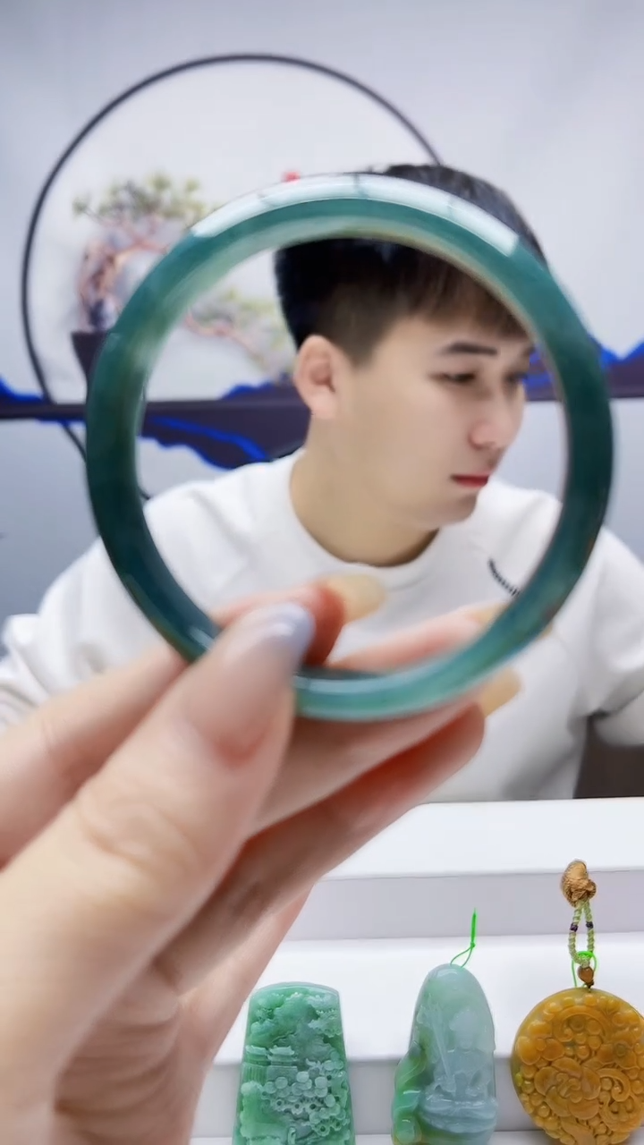 未镶嵌定制翡翠毛货-手镯（55圈）42