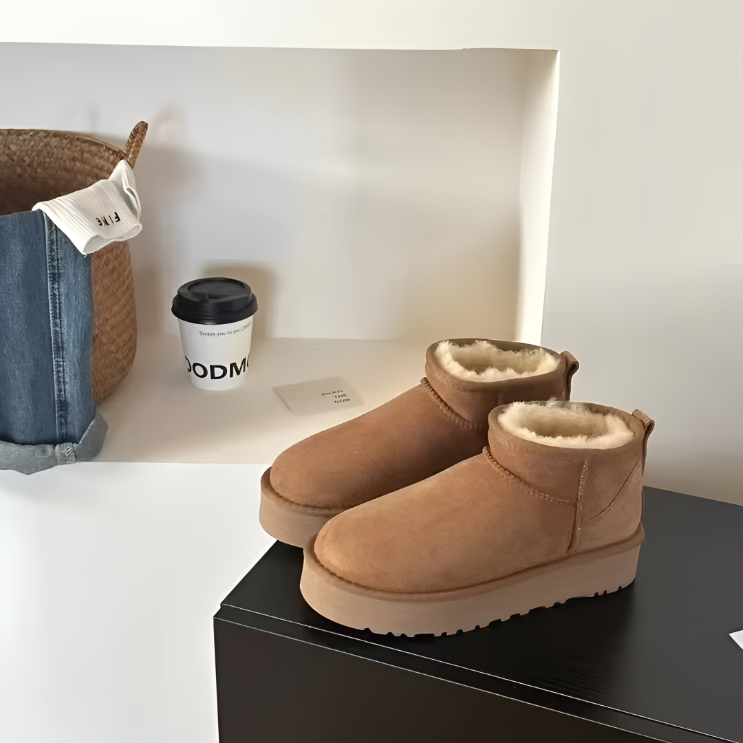 【周冬雨3CM】同款桑坡厚底雪地靴女2025新款增高短筒加厚棉鞋冬季