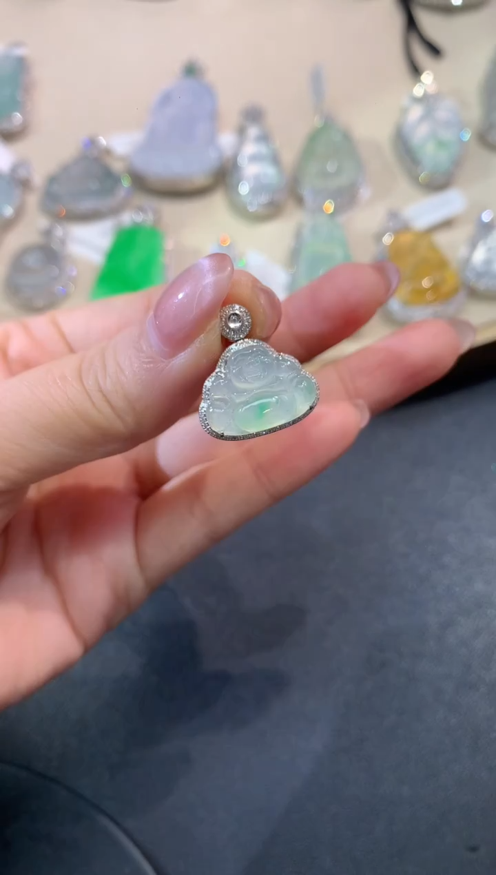 吊坠(不含链)18K金镶嵌翡翠吊坠A1|4980