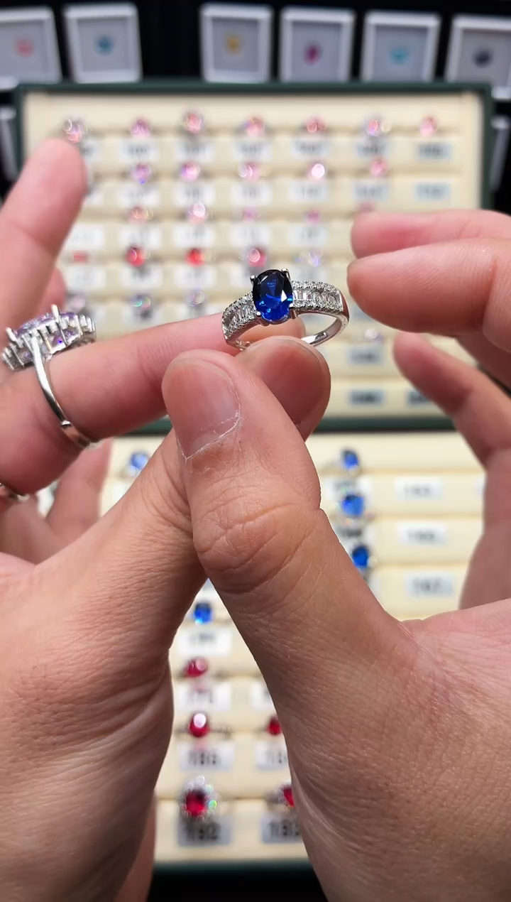 戒指蓝宝石银S925镶嵌1