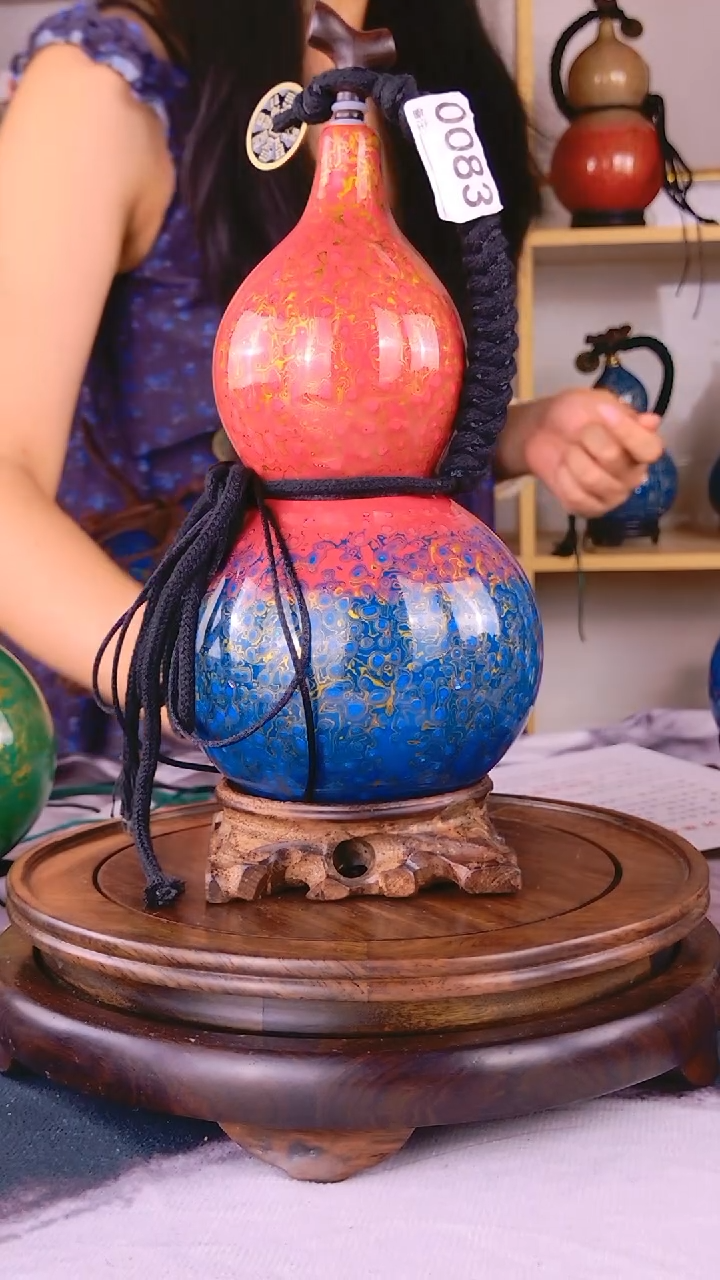 0083古法手作 大漆酒葫芦 