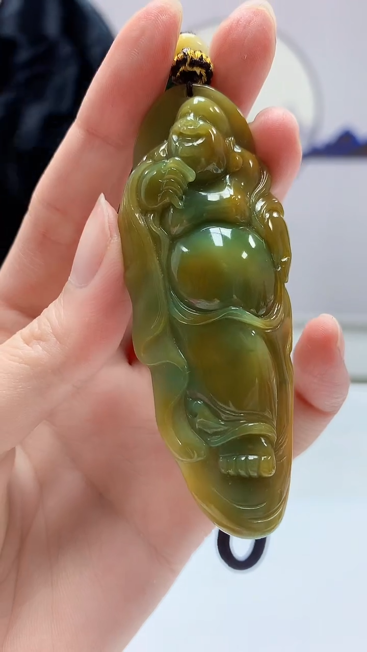 【闪购商品】定制翡翠未镶嵌4969zm-毛货挂件佛140