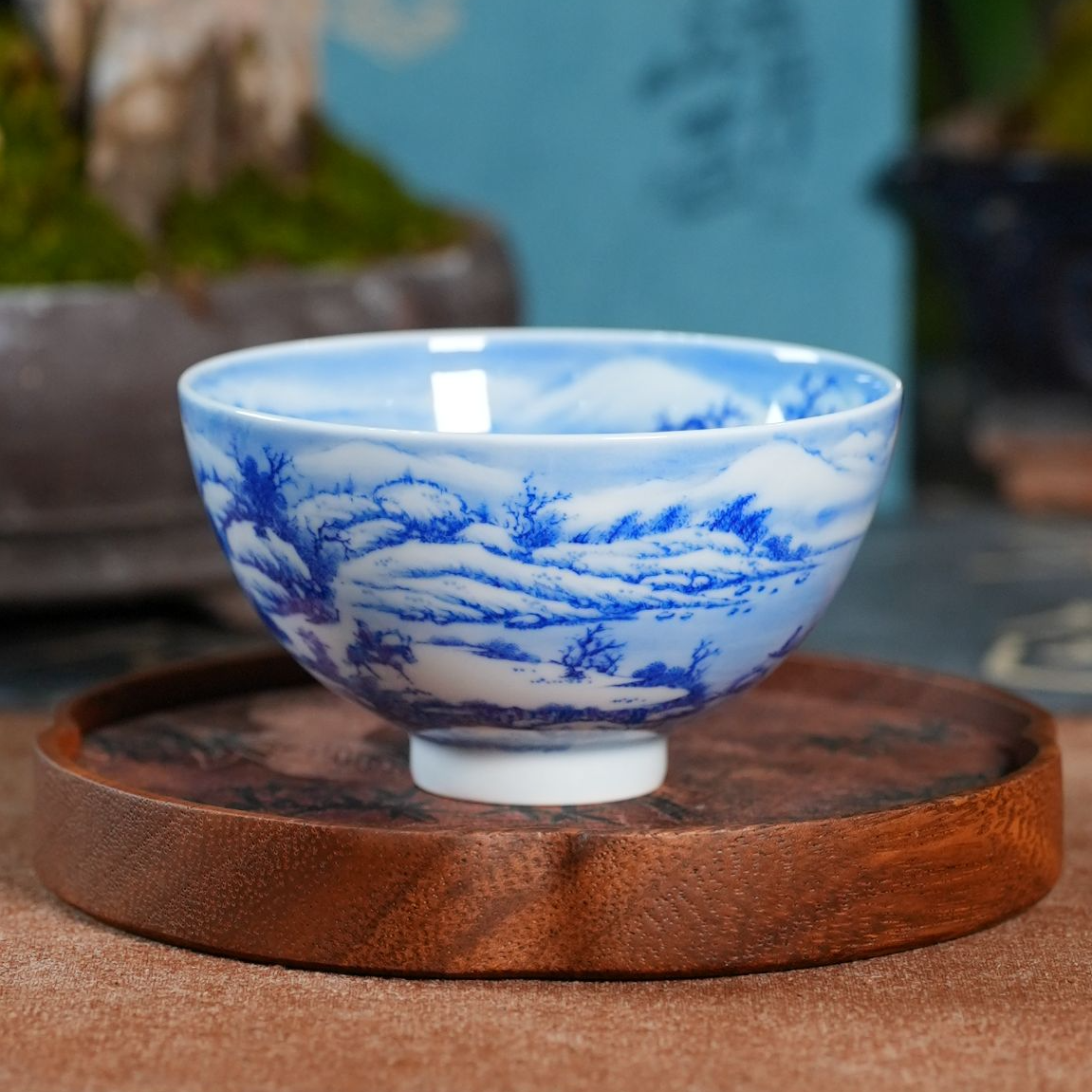 云山片玉 子玉溪山雪韵鸡心杯纯手工