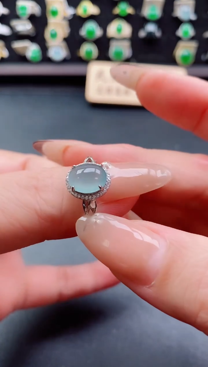 银S925镶嵌戒指翡翠1